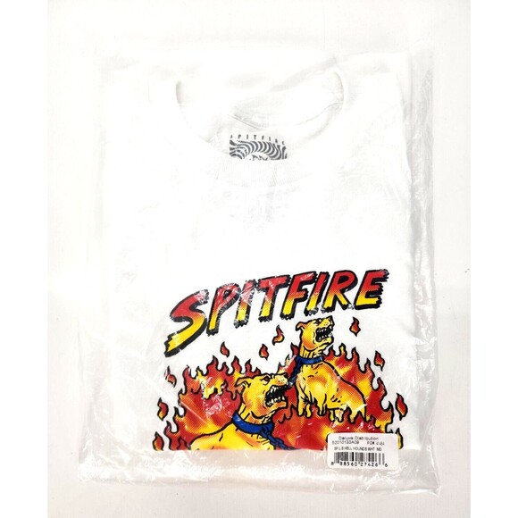Skateboard T- Shirt, The Spitfire Hell Hounds Long Sleeve, White Tee, Men's Med - Picture 3 of 6